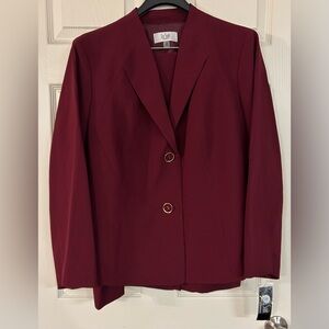 NWT Le Suit Woman Size 18W Bordeaux (Dark Red) Skirt Suit